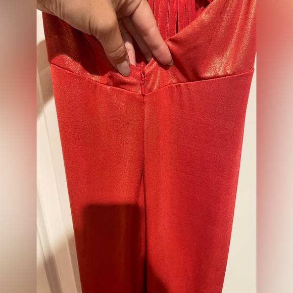 NIALI 🔥 Revolve Halter Gown in Orange shimmer Sz 2 - Picture 14 of 15